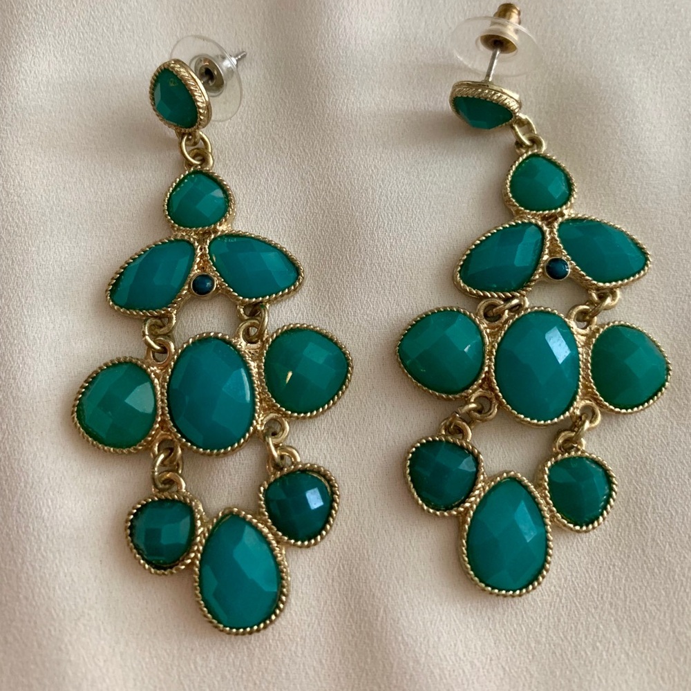 Turquoise teal statement earrings
